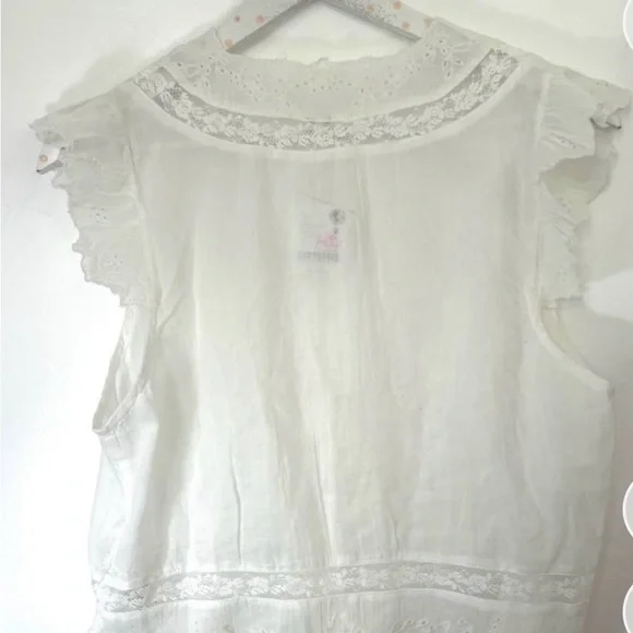 Free People White Eyelet Lace Button-Front Tank - Picture 5 of 7